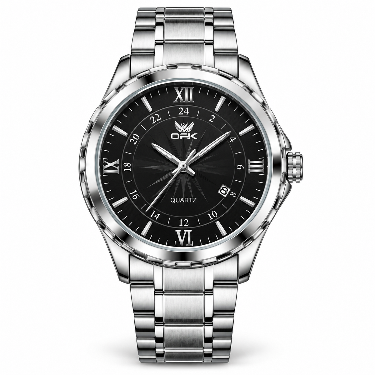 OPK 6003 – Reloj de Hombre de Acero con Doble Calendario y Cuarzo
