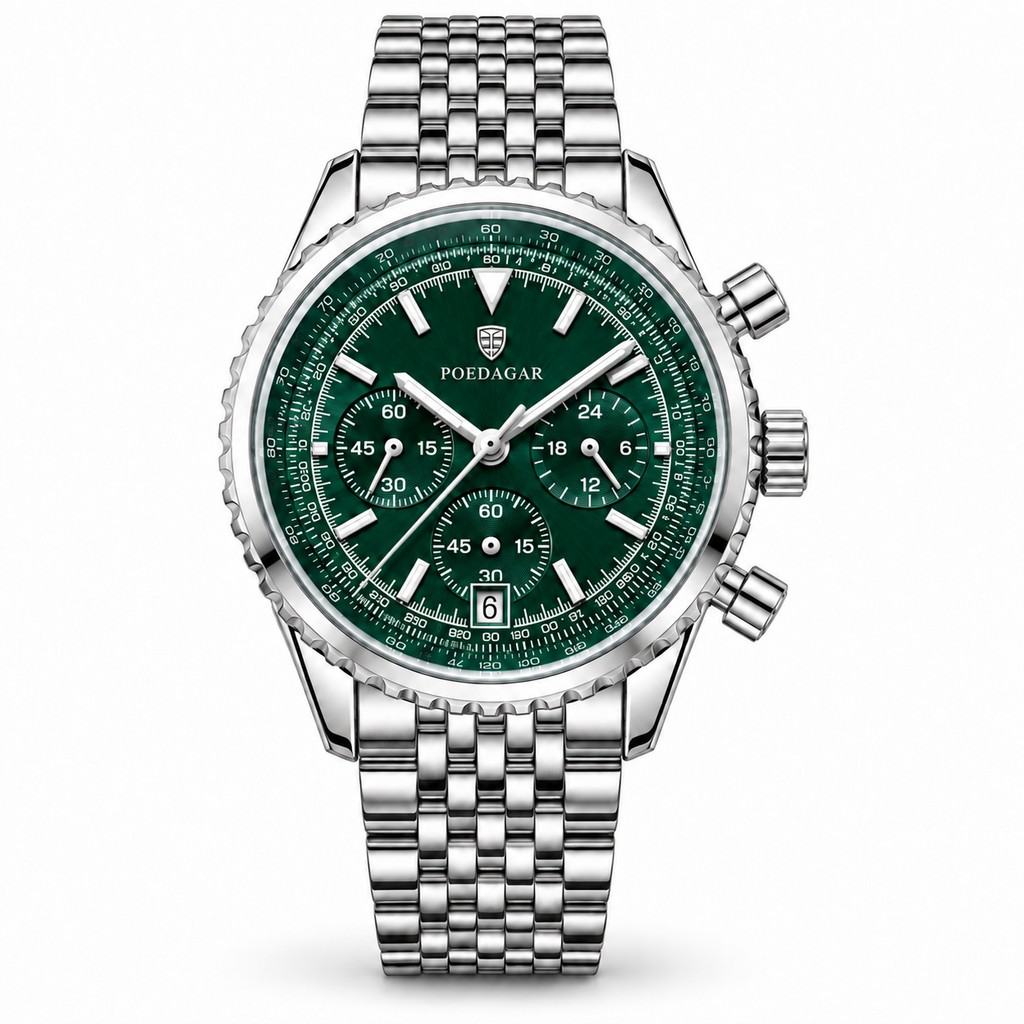 POEDAGAR Sport– Reloj de Hombre de Acero con Fecha y Lumen